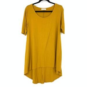 Bryn Walker Women's XS High Low Tunic T-Shirt Short Sleeve Mustard Yellow